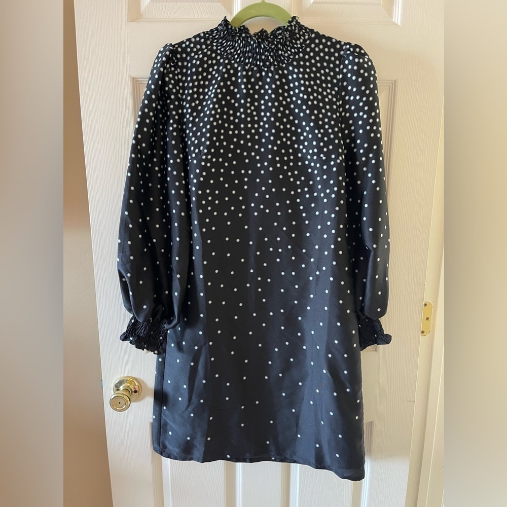 Black Polka Dot Long Sleeve Dress